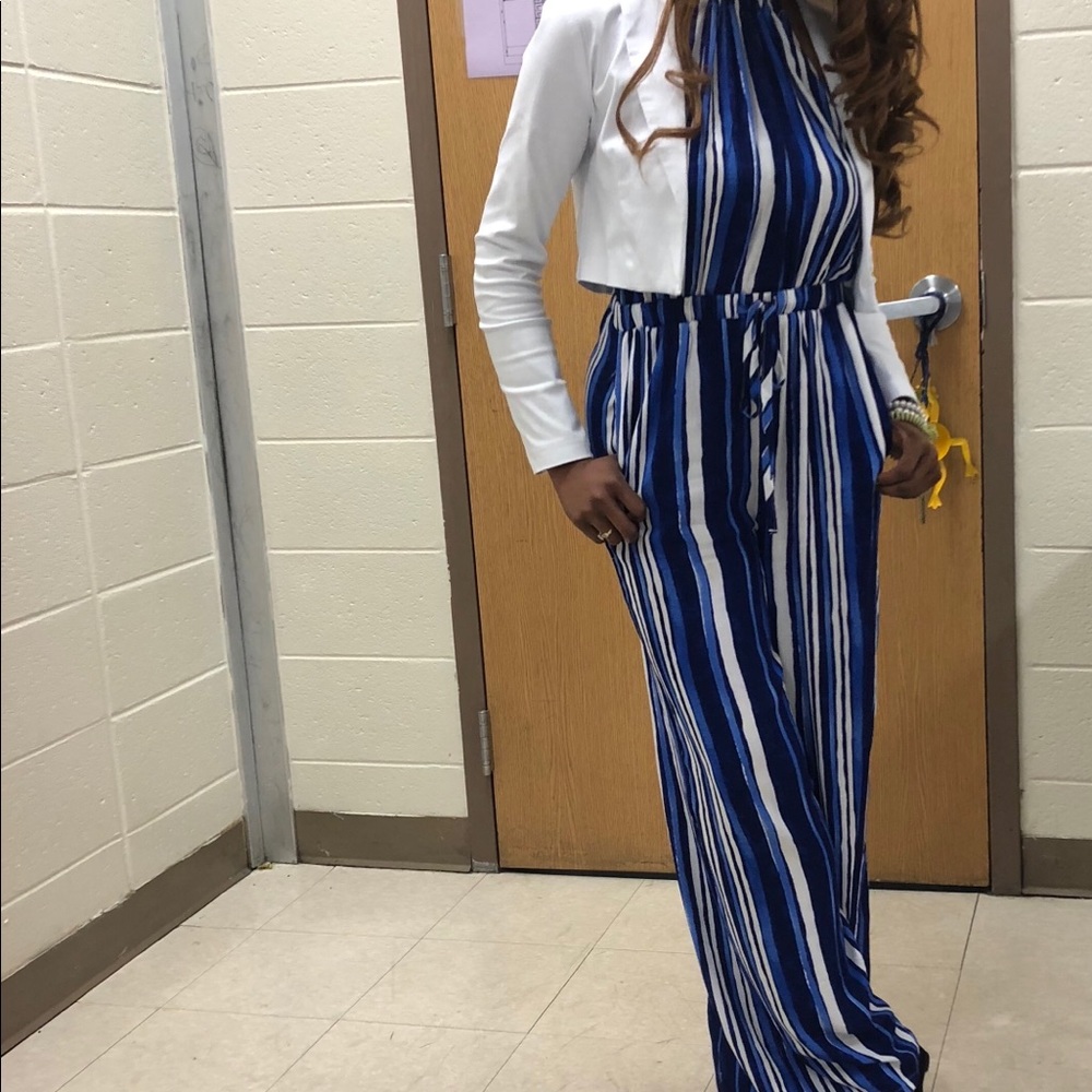 Blue and white jumpsuit!